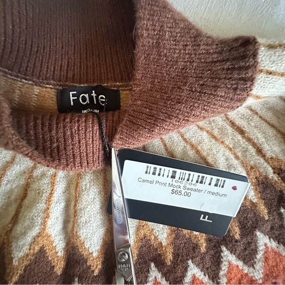 Fair Isle Sweater ASO Sydney Sweeney Alternative Womens M Mock NWT Fall Nordic - Picture 5 of 9